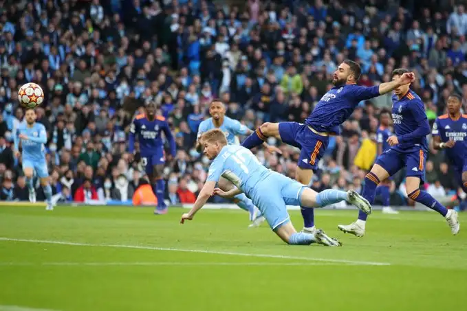 نهاية المباراة .. ذهاب نصف نهائي أبطال أوروبا .. مانشستر سيتي(4×3) ريال مدريد