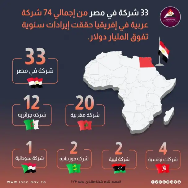 متصدرة الشركات العربية بإفريقيا.. 33 شركة مصرية تتجاوز إيراداتها مليار دولار