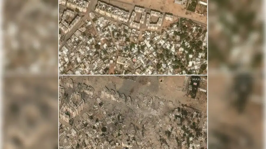 قبل وبعد.. صور الأقمار الاصطناعية تكشف حجم الدمار في غزة