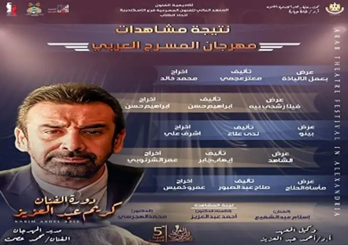لجنة مشاهدة مهرجان المسرح العربي تختار 5 عروض في دورة كريم عبد العزيز