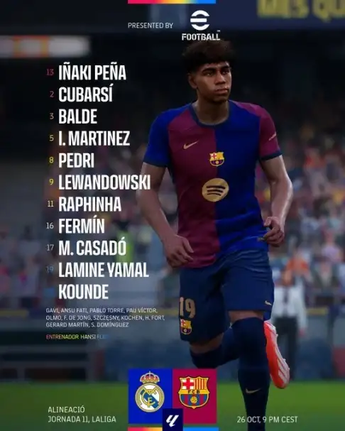 برشلونة يعلن تشكيله أمام ريال مدريد في الكلاسيكو