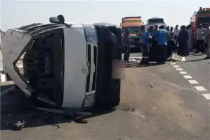 إصابة 7 أشخاص في حادث انقلاب سيارة ميكروباص ببورسعيد